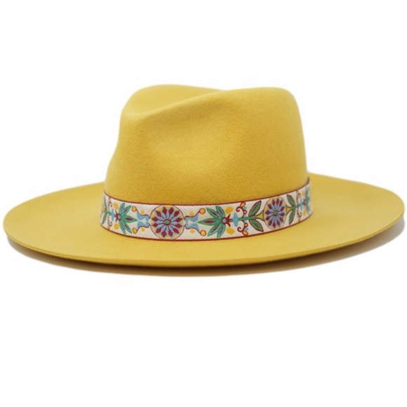 Margot Marigold Trim Pinched Hard Shell Hat New - Picture 3 of 10